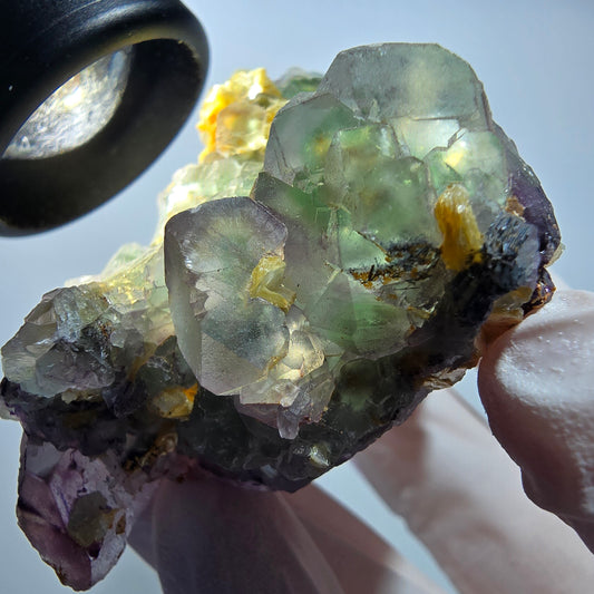 Phantom Fluorit, Hyalit Opal, Schörl Turmalin, Muskovit Erongo, Namibia 77*43*40mm #13171
