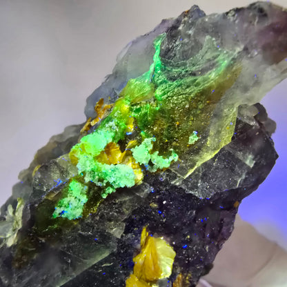 Phantom Fluorit, Hyalit Opal, Schörl Turmalin, Muskovit Erongo, Namibia 77*43*40mm #13171