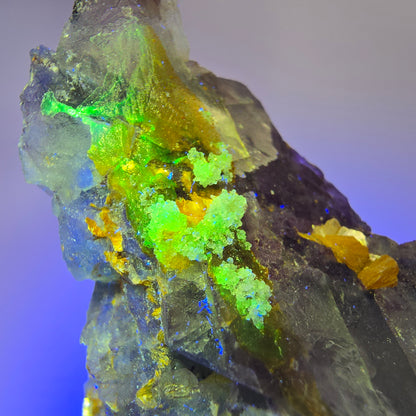 Phantom Fluorit, Hyalit Opal, Schörl Turmalin, Muskovit Erongo, Namibia 77*43*40mm #13171
