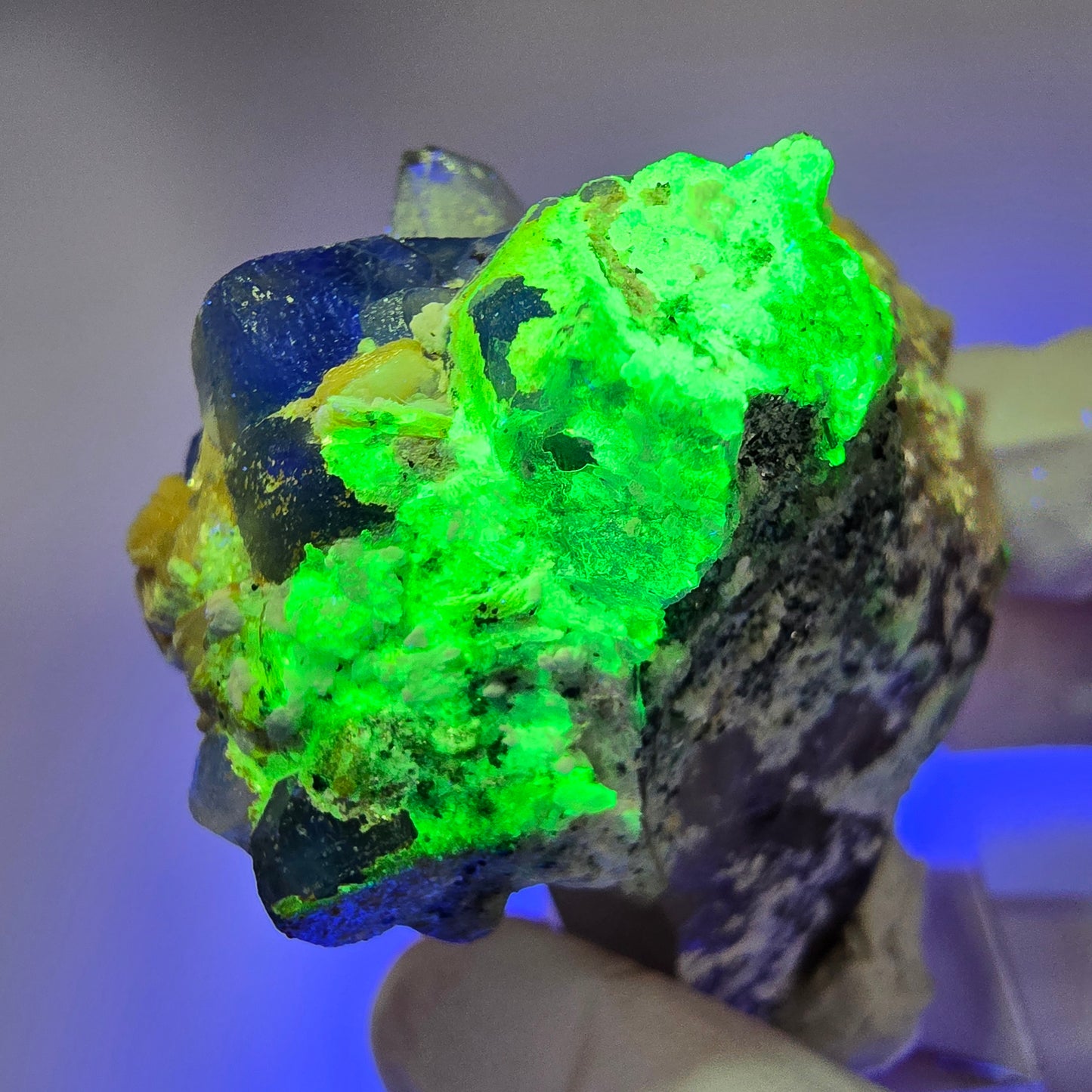 Phantom Fluorit, Hyalit Opal, Rauchquarz, Muskovit Erongo, Namibia 51*49*30mm #13172