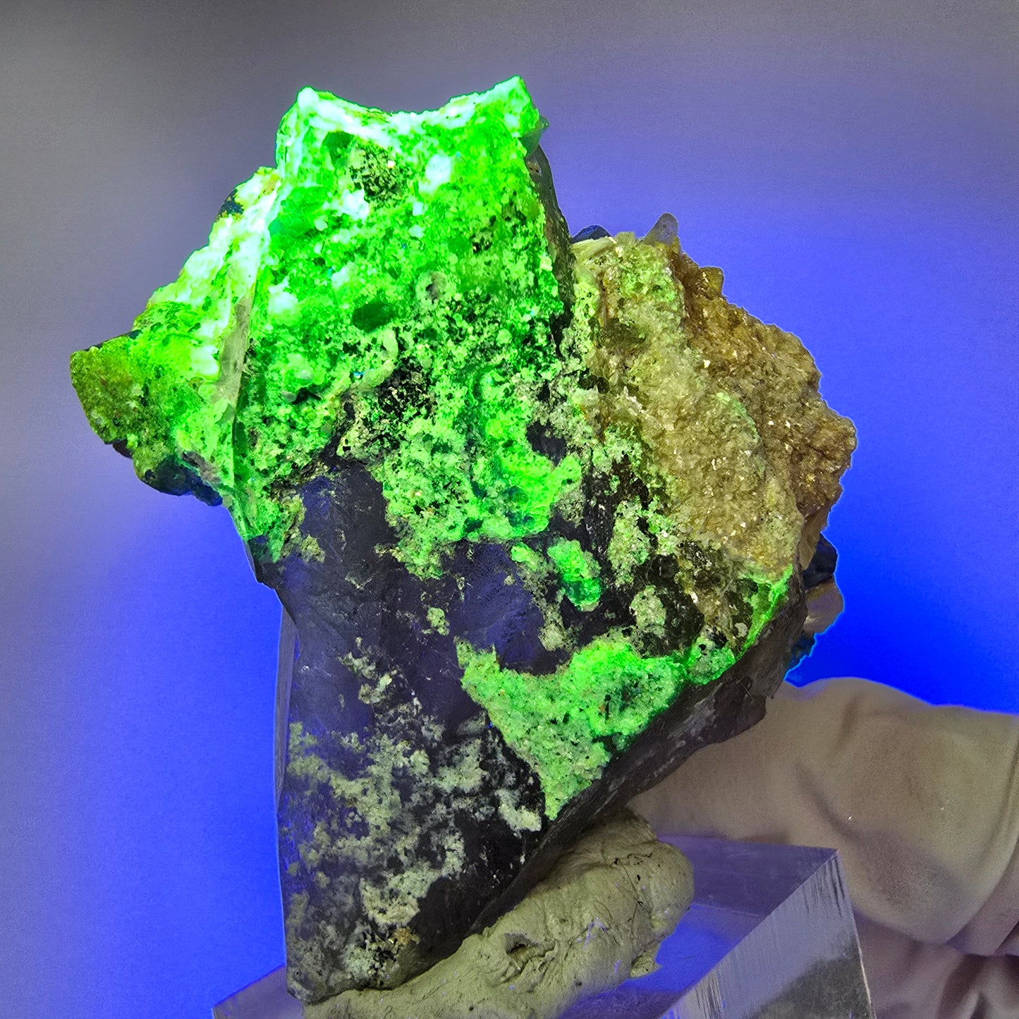 Phantom Fluorit, Hyalit Opal, Rauchquarz, Muskovit Erongo, Namibia 51*49*30mm #13172