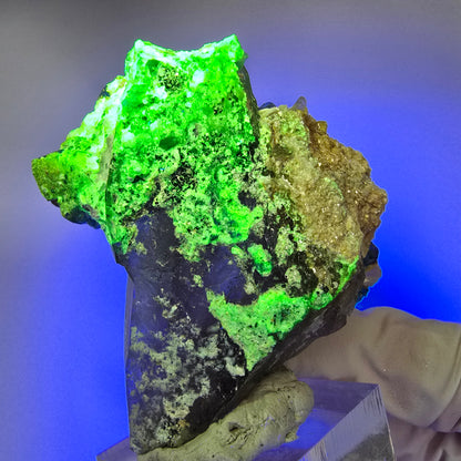 Phantom Fluorit, Hyalit Opal, Rauchquarz, Muskovit Erongo, Namibia 51*49*30mm #13172