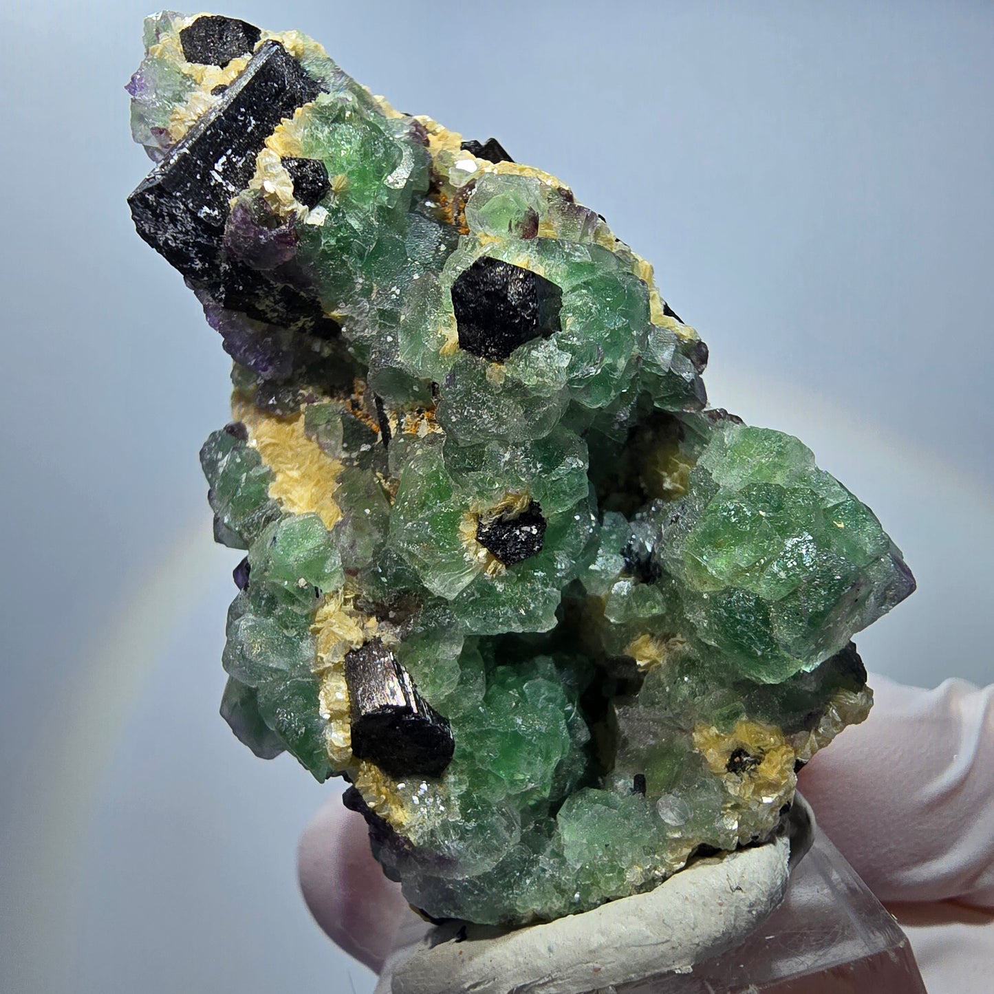 Phantom Fluorit Würfel, Schörl Turmalin, Muskovit Stufe Erongo, Namibia 60*40*30mm #13176