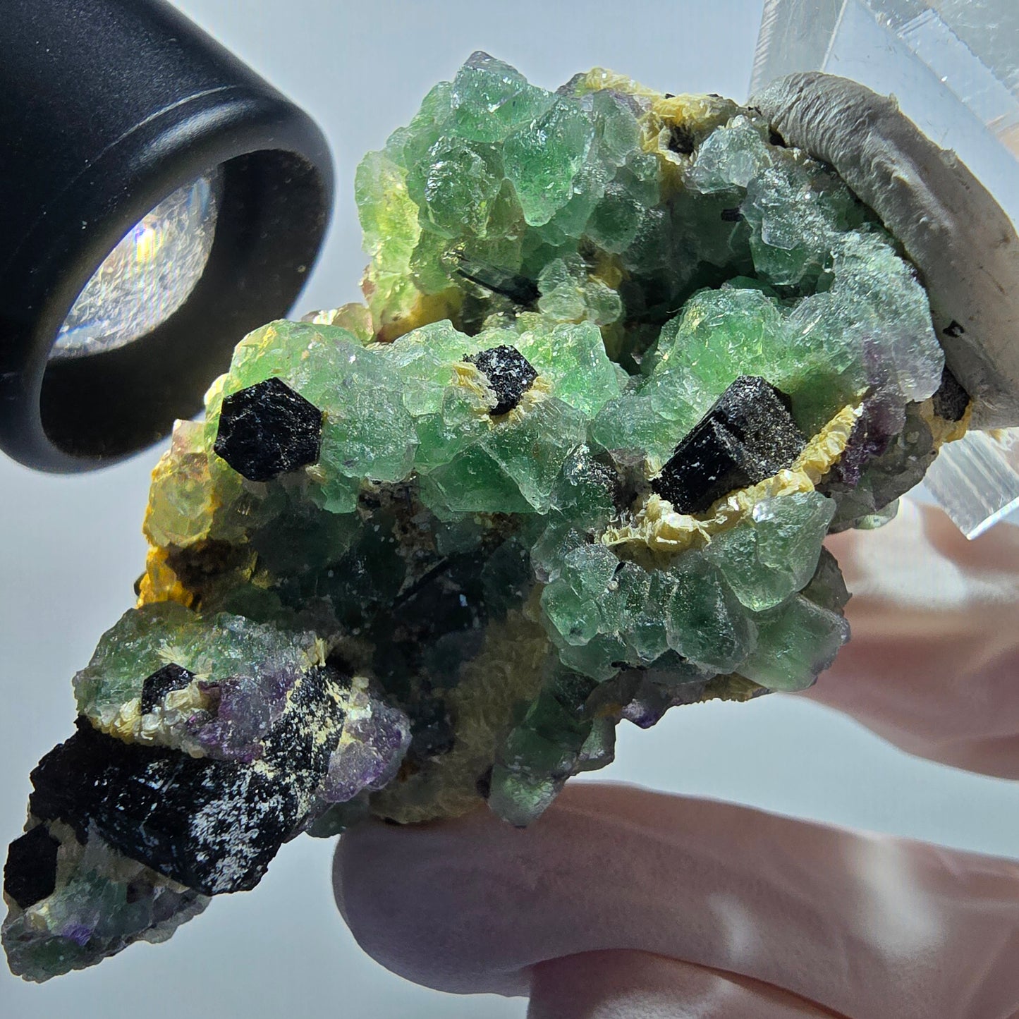 Phantom Fluorit Würfel, Schörl Turmalin, Muskovit Stufe Erongo, Namibia 60*40*30mm #13176