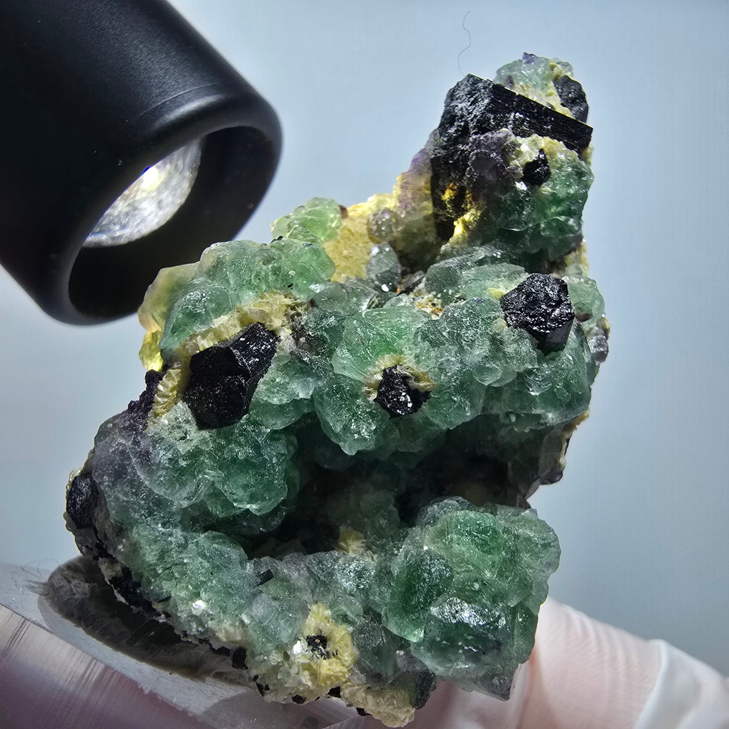 Phantom Fluorit Würfel, Schörl Turmalin, Muskovit Stufe Erongo, Namibia 60*40*30mm #13176
