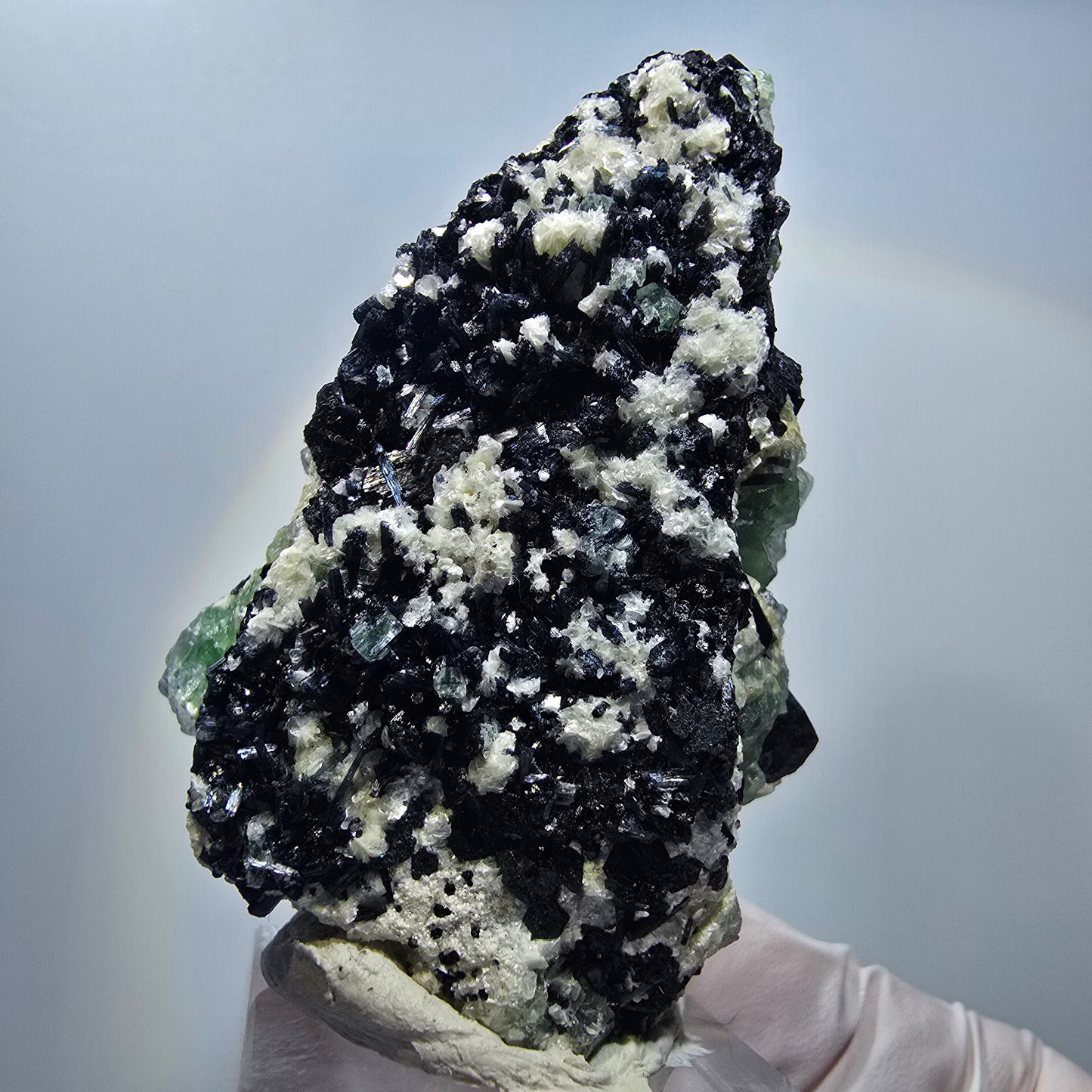 Phantom Fluorit Würfel, Schörl Turmalin, Muskovit Stufe Erongo, Namibia 60*40*30mm #13176