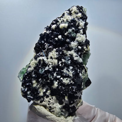 Phantom Fluorit Würfel, Schörl Turmalin, Muskovit Stufe Erongo, Namibia 60*40*30mm #13176