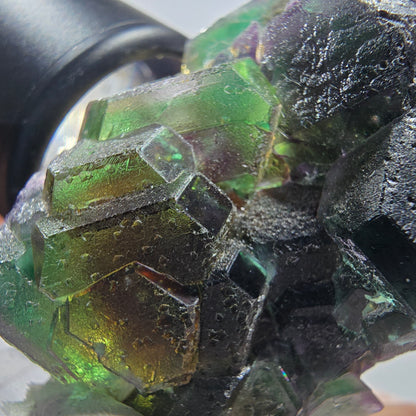 Phantom Fluorit Würfel, hexagonal, Hyalit Opal, Muskovit Stufe Erongo, Namibia 61*38*33mm #13177