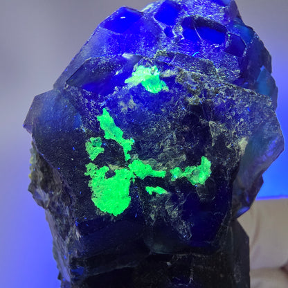 Phantom Fluorit Würfel, hexagonal, Hyalit Opal, Muskovit Stufe Erongo, Namibia 61*38*33mm #13177