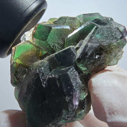 Phantom Fluorit Würfel, hexagonal, Muskovit Stufe Erongo, Namibia 62*53*42mm #13180