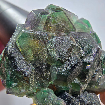 Phantom Fluorit Würfel, hexagonal, Muskovit Stufe Erongo, Namibia 62*53*42mm #13180