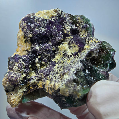 Phantom Fluorit Würfel, hexagonal, Muskovit Stufe Erongo, Namibia 62*53*42mm #13180