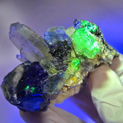 Phantom Fluorit, Hyalit, Schörl Turmalin, Rauchquarz, Muskovit Erongo, Namibia 66*49*34mm #13183