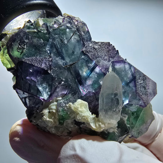 Phantom Fluorit, Schörl Turmalin, Rauchquarz, Muskovit Erongo Namibia 55*41*28mm #13184