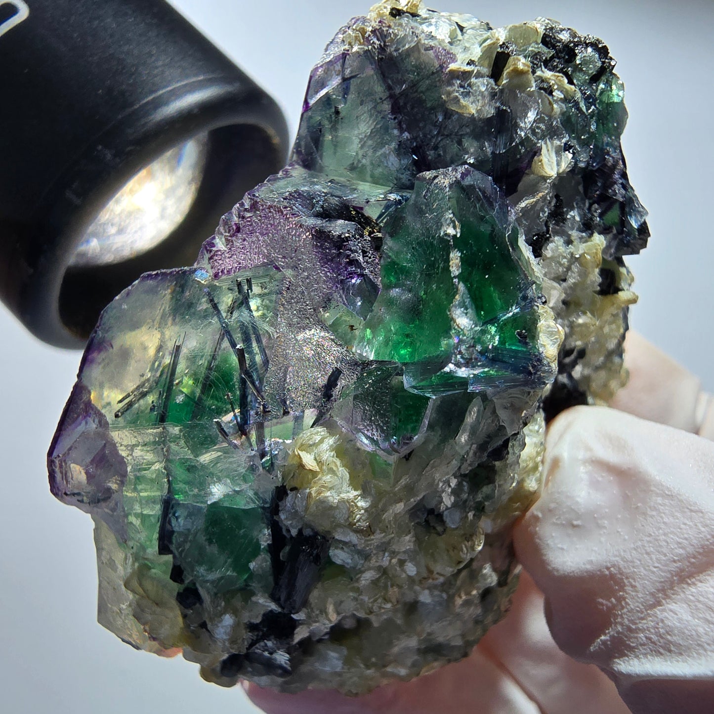 Phantom Fluorit, Schörl Turmalin, Rauchquarz, Muskovit Erongo Namibia 55*41*28mm #13184