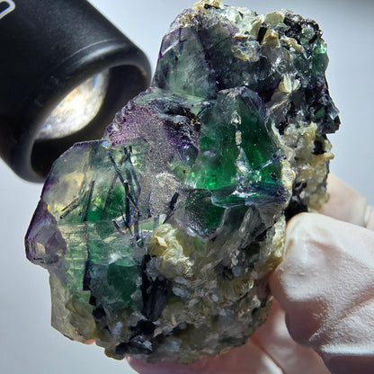 Phantom Fluorit, Schörl Turmalin, Rauchquarz, Muskovit Erongo Namibia 55*41*28mm #13184