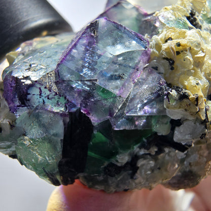 Phantom Fluorit, Schörl Turmalin, Rauchquarz, Muskovit Erongo Namibia 55*41*28mm #13184