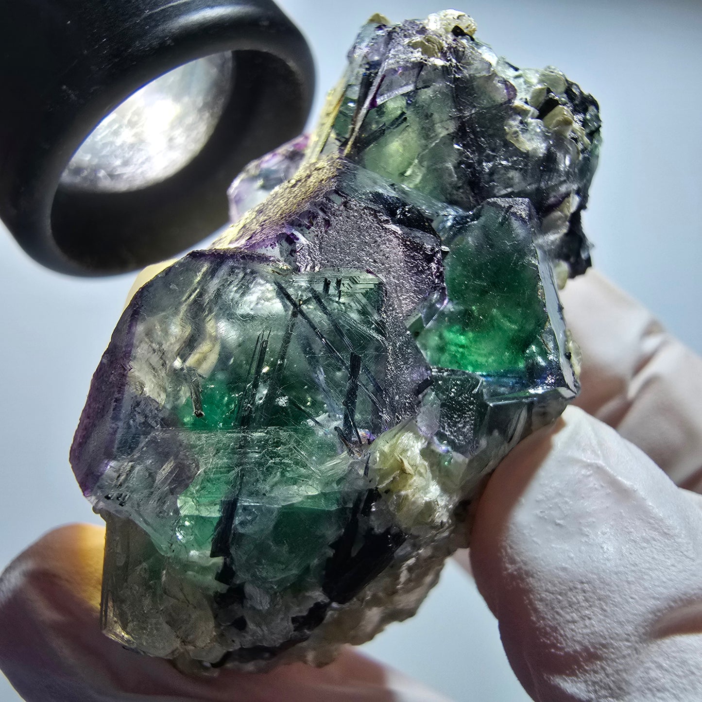 Phantom Fluorit, Schörl Turmalin, Rauchquarz, Muskovit Erongo Namibia 55*41*28mm #13184
