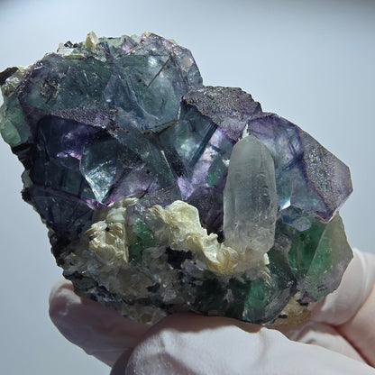 Phantom Fluorit, Schörl Turmalin, Rauchquarz, Muskovit Erongo Namibia 55*41*28mm #13184