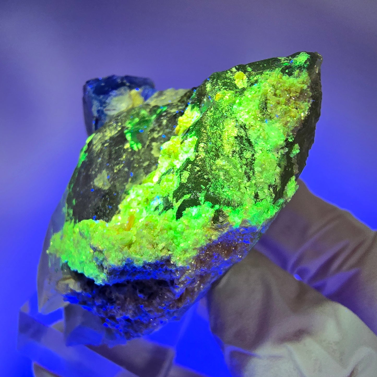 Phantom Fluorit Würfel, Hyalit Opal, Muskovit auf Rauchquarz Erongo, Namibia 58*47*39mm #13186