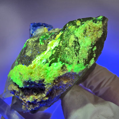 Phantom Fluorit Würfel, Hyalit Opal, Muskovit auf Rauchquarz Erongo, Namibia 58*47*39mm #13186