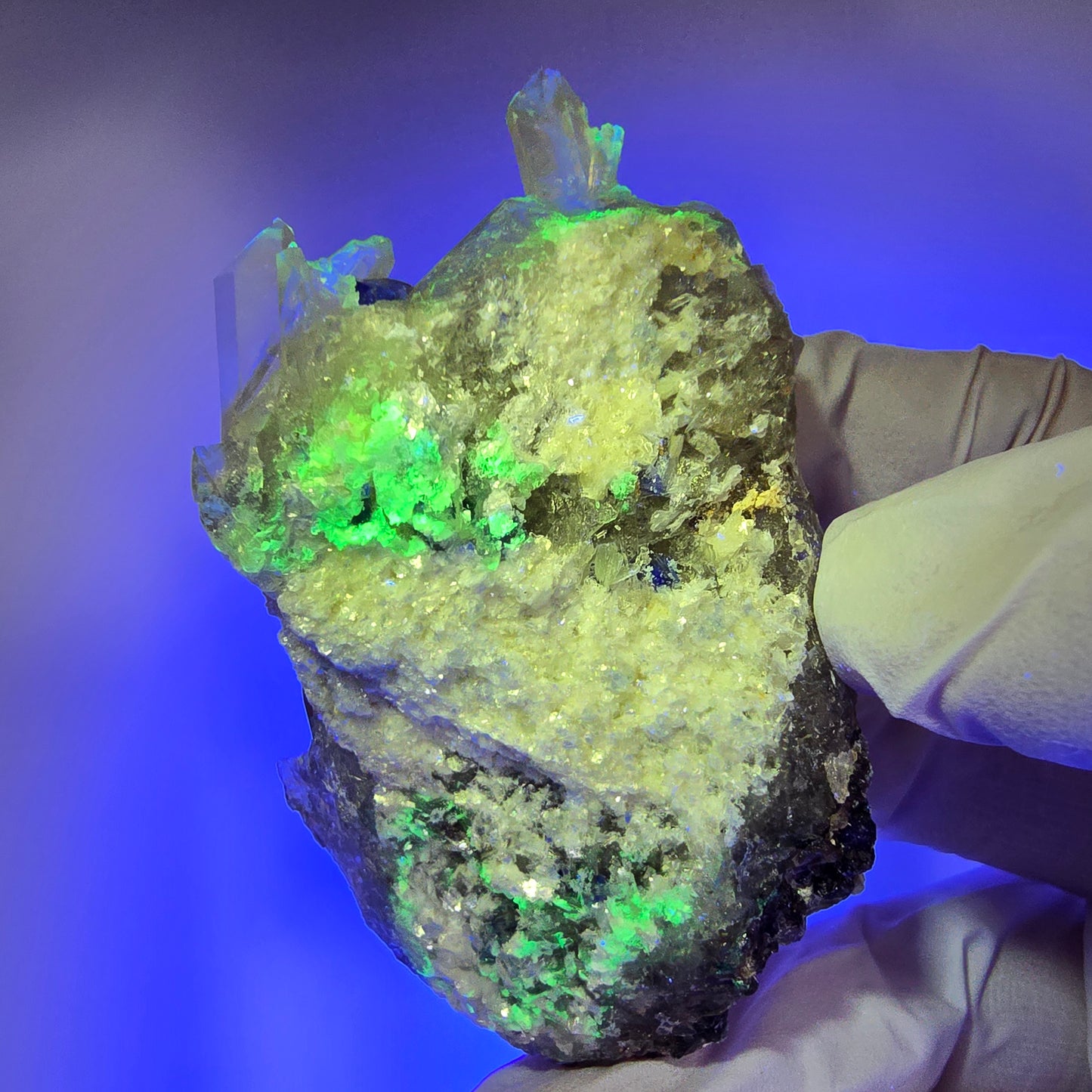 Phantom Fluorit, Hyalit Opal, Rauchquarz, Muskovit Erongo, Namibia 74*43*29mm #13187