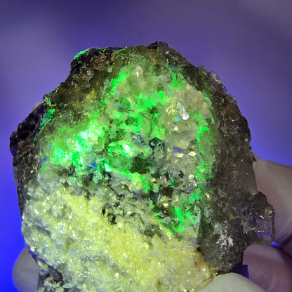 Phantom Fluorit, Hyalit Opal, Rauchquarz, Muskovit Erongo, Namibia 74*43*29mm #13187