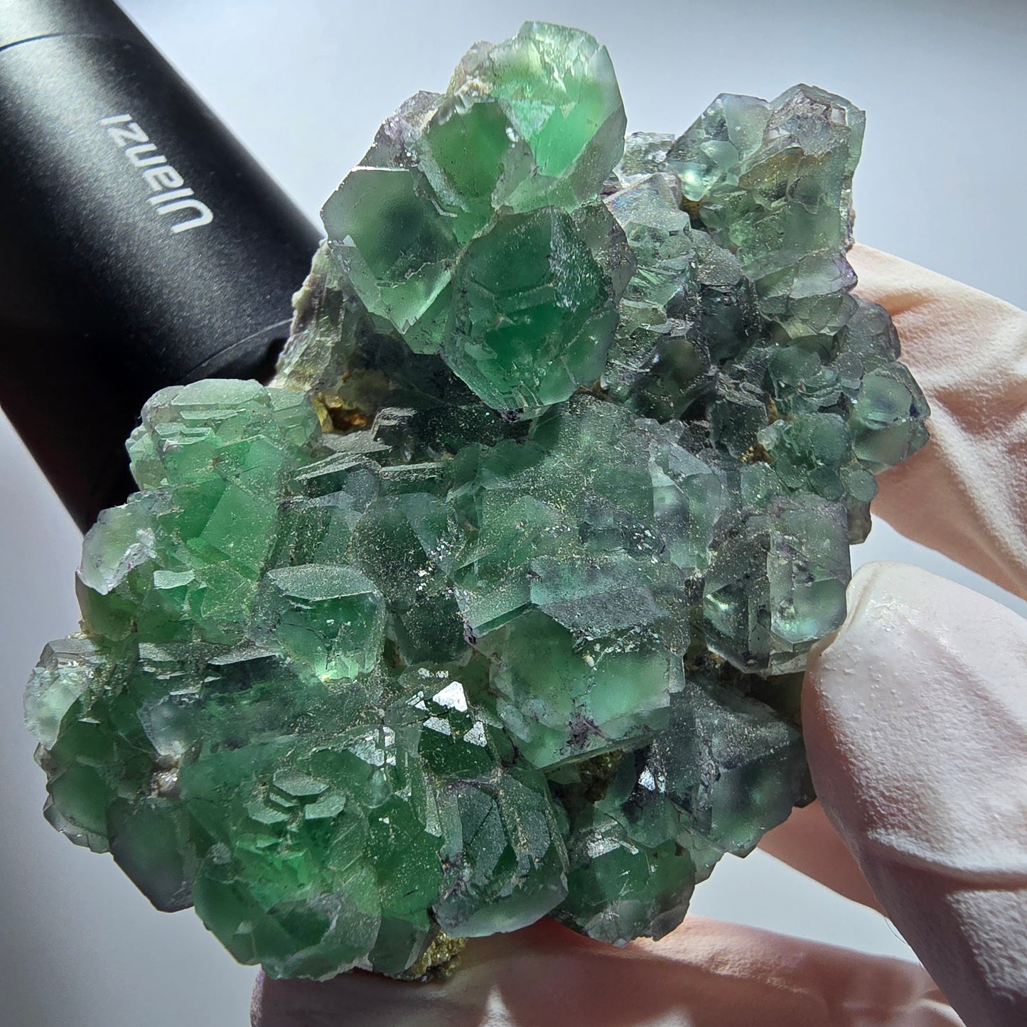 Phantom Fluorit Würfel, Hyalit Opal, Muskovit, Orthoklas Stufe Erongo, Namibia 65*50*33mm #13188
