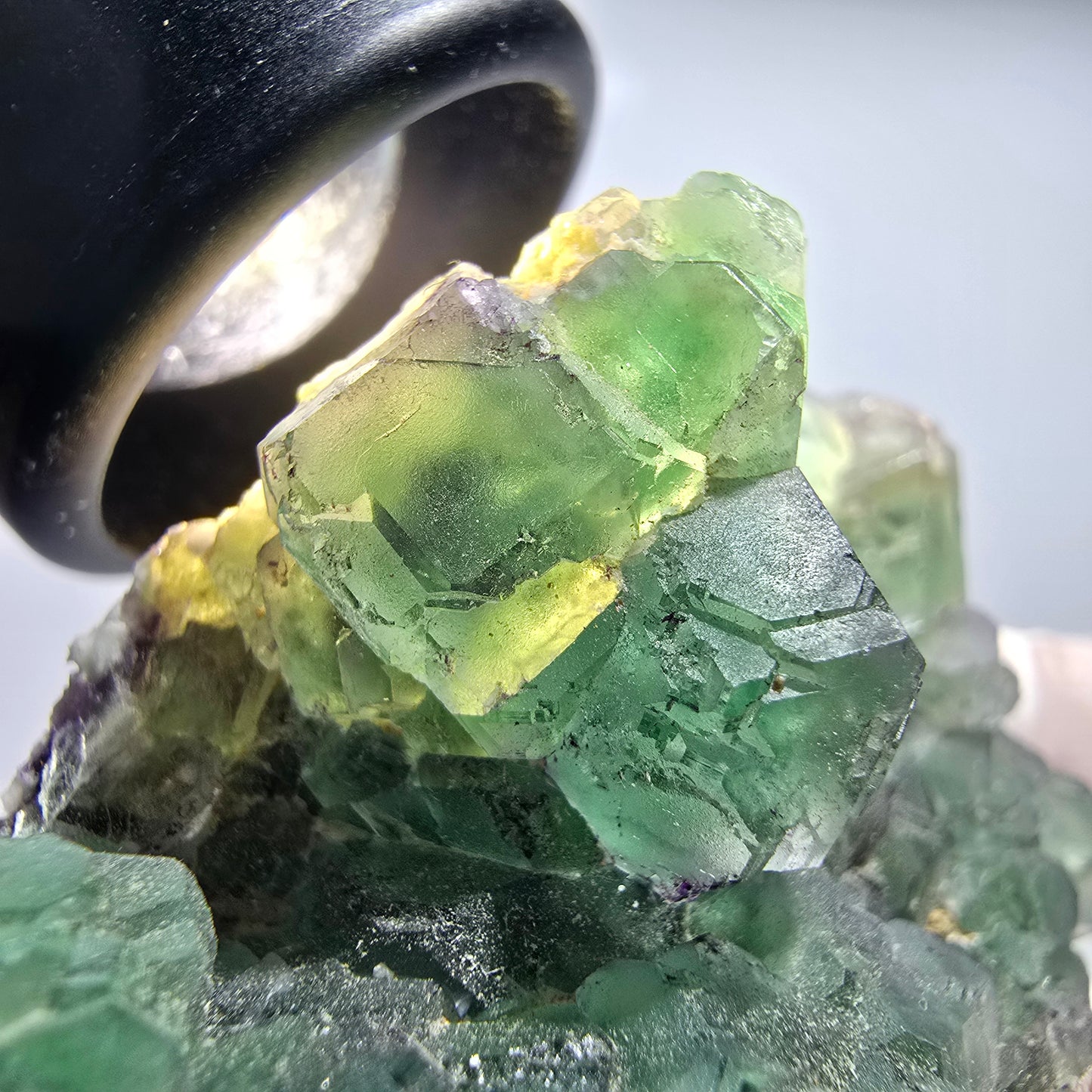 Phantom Fluorit Würfel, Hyalit Opal, Muskovit, Orthoklas Stufe Erongo, Namibia 65*50*33mm #13188