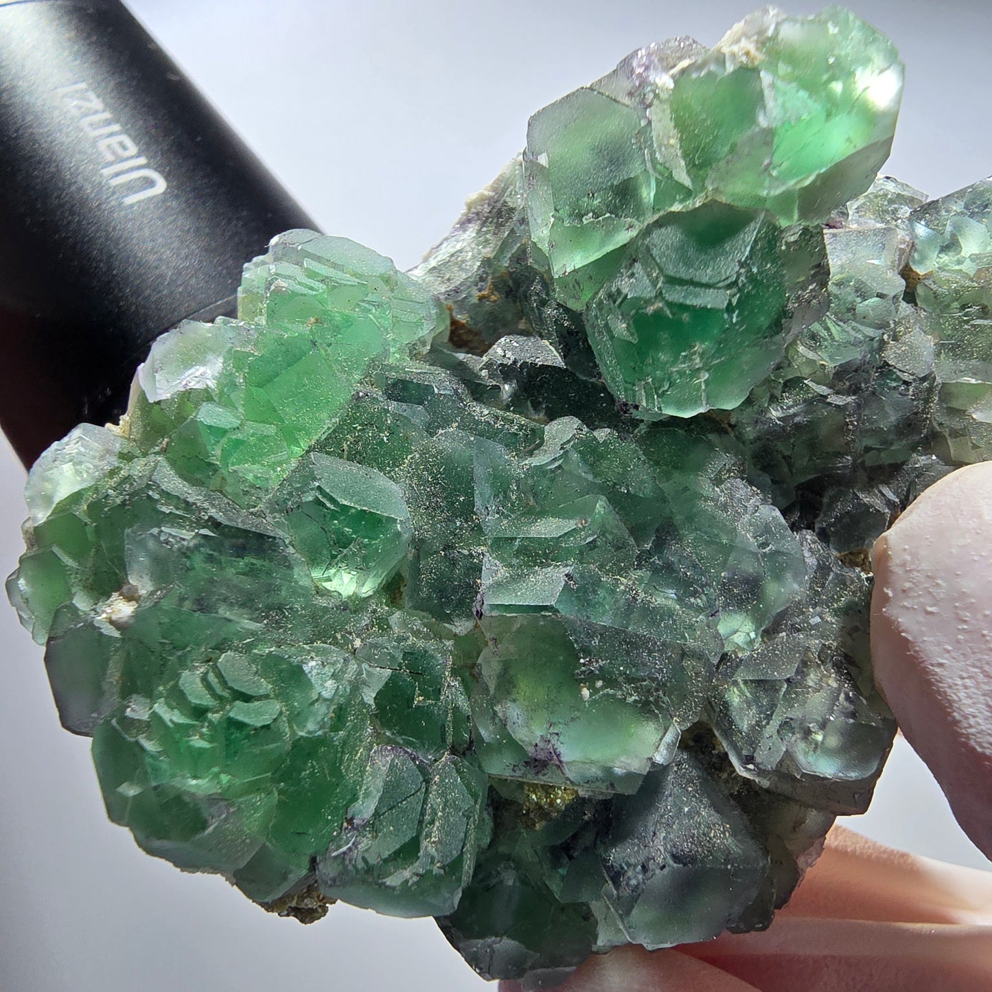 Phantom Fluorit Würfel, Hyalit Opal, Muskovit, Orthoklas Stufe Erongo, Namibia 65*50*33mm #13188