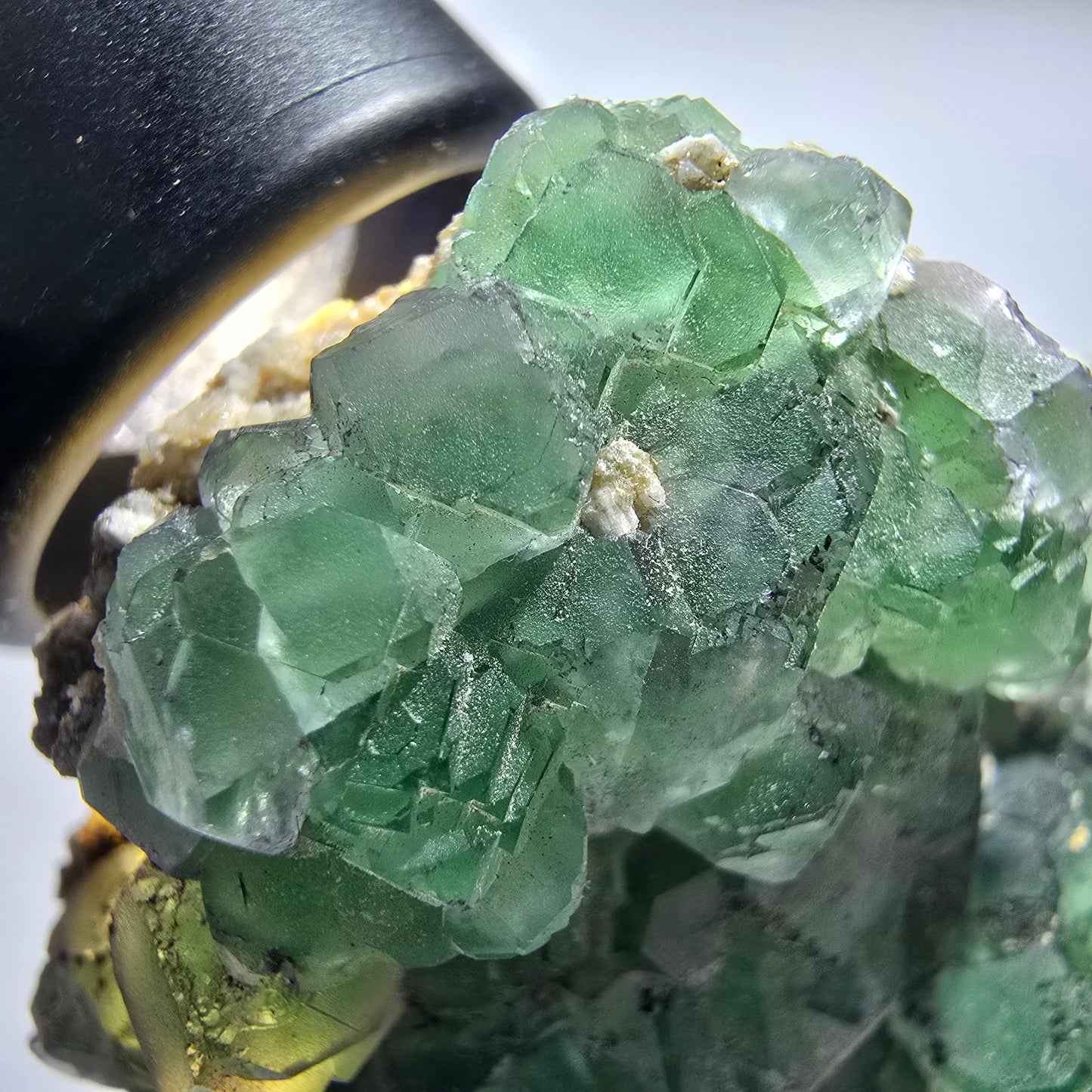 Phantom Fluorit Würfel, Hyalit Opal, Muskovit, Orthoklas Stufe Erongo, Namibia 65*50*33mm #13188
