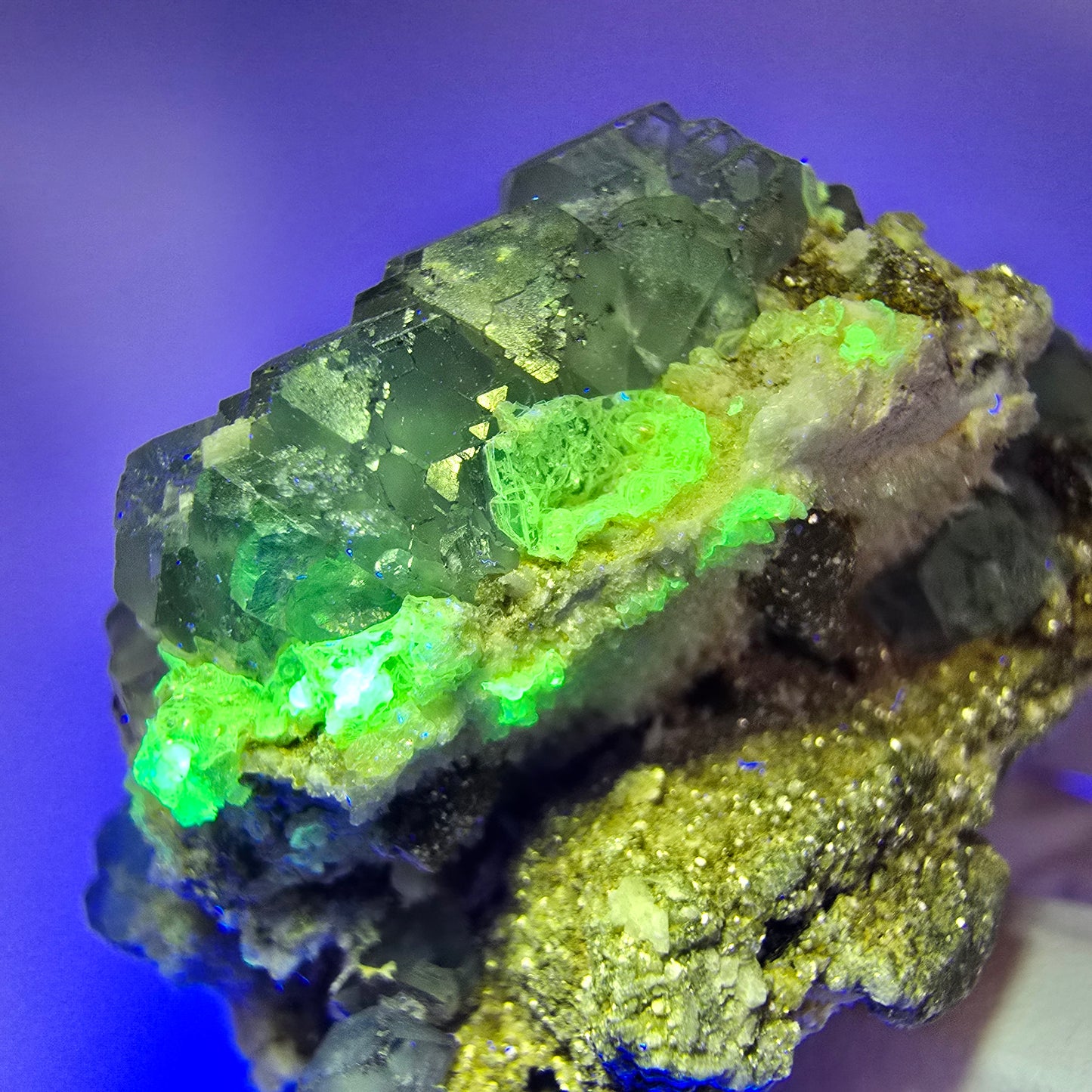 Phantom Fluorit Würfel, Hyalit Opal, Muskovit, Orthoklas Stufe Erongo, Namibia 65*50*33mm #13188