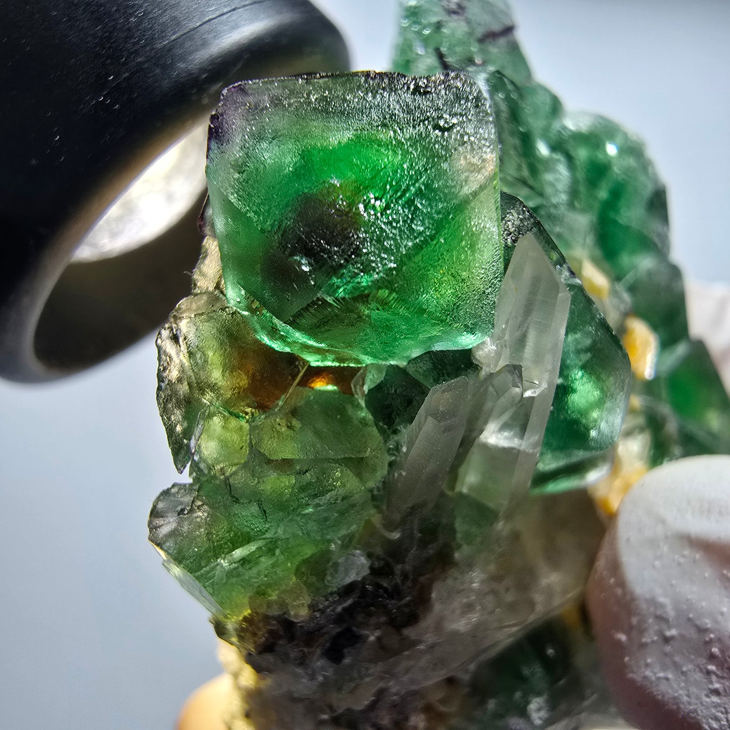 Phantom Fluorit, Schörl Turmalin, Rauchquarz, Muskovit Erongo, Namibia 50*45*36mm #13190