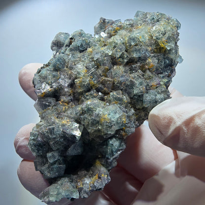 Phantom Fluorit Würfel, Schörl Turmalin, Orthoklas Stufe Erongo, Namibia 83*57*31mm #13193
