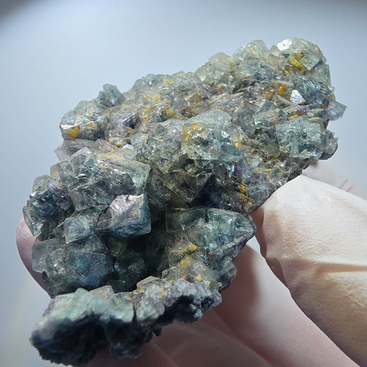 Phantom Fluorit Würfel, Schörl Turmalin, Orthoklas Stufe Erongo, Namibia 83*57*31mm #13193