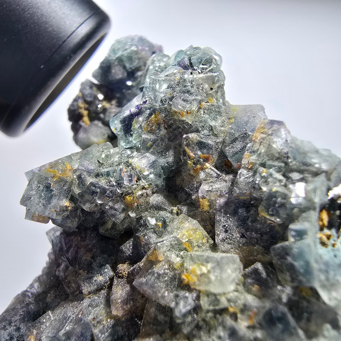Phantom Fluorit Würfel, Schörl Turmalin, Orthoklas Stufe Erongo, Namibia 83*57*31mm #13193