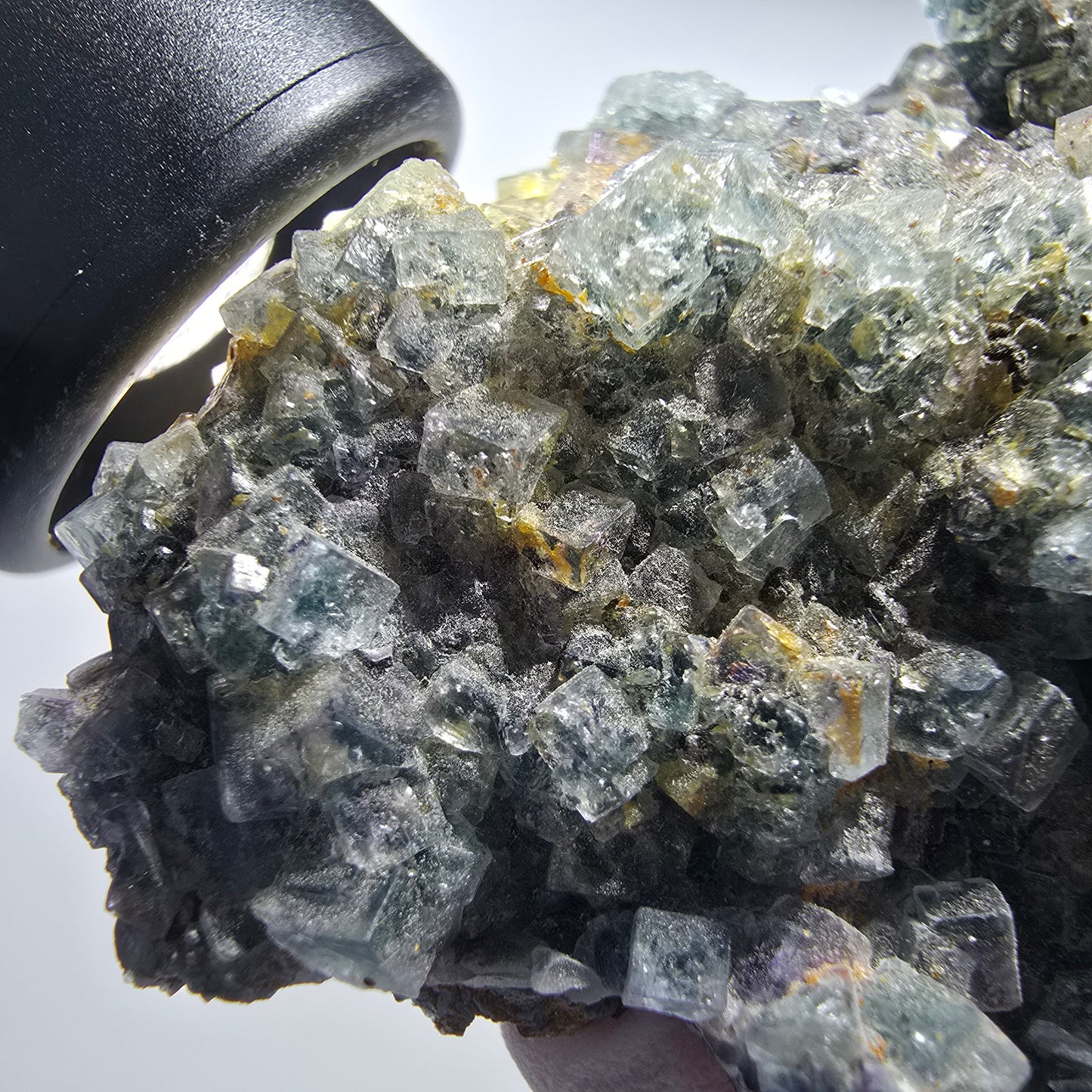 Phantom Fluorit Würfel, Schörl Turmalin, Orthoklas Stufe Erongo, Namibia 83*57*31mm #13193