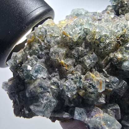 Phantom Fluorit Würfel, Schörl Turmalin, Orthoklas Stufe Erongo, Namibia 83*57*31mm #13193