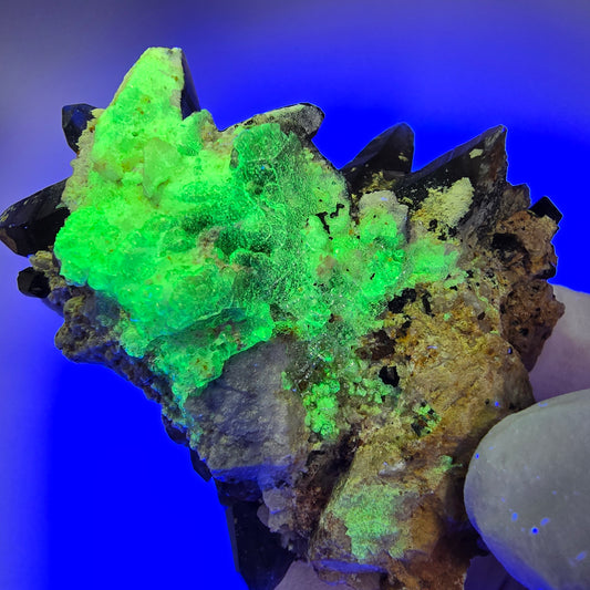 Schörl Turmalin, Skelett Rauchquarz, Hyalit Opal, Orthoklas Erongo, Namibia 54*41*48mm #13197