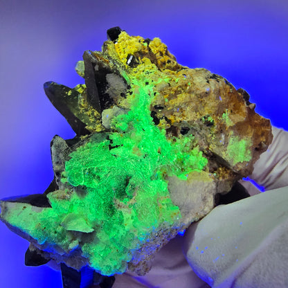 Schörl Turmalin, Skelett Rauchquarz, Hyalit Opal, Orthoklas Erongo, Namibia 54*41*48mm #13197