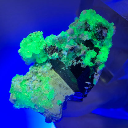 Symmetrische Schörl Turmalin, Hyalit Opal, Orthoklas Stufe Erongo, Namibia 38*27*22mm #13201
