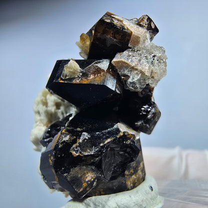 Symmetrische Schörl Turmalin, Hyalit Opal, Orthoklas Stufe Erongo, Namibia 34*21*17mm #13232