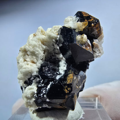 Symmetrische Schörl Turmalin, Hyalit Opal, Orthoklas Stufe Erongo, Namibia 34*21*17mm #13232