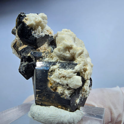 Symmetrische Schörl Turmalin, Hyalit Opal, Orthoklas Stufe Erongo, Namibia 34*21*17mm #13232
