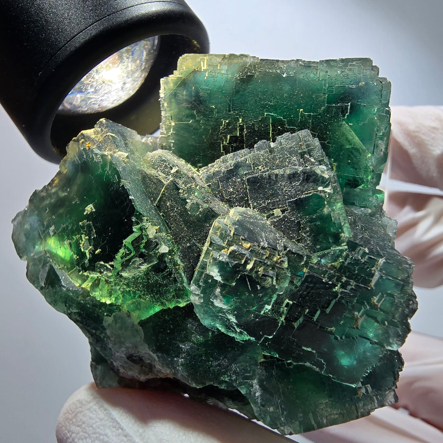 Phantom Fluorit Würfel Stufe, parkettiert grün Okorusu, Namibia 58*51*49mm #13252