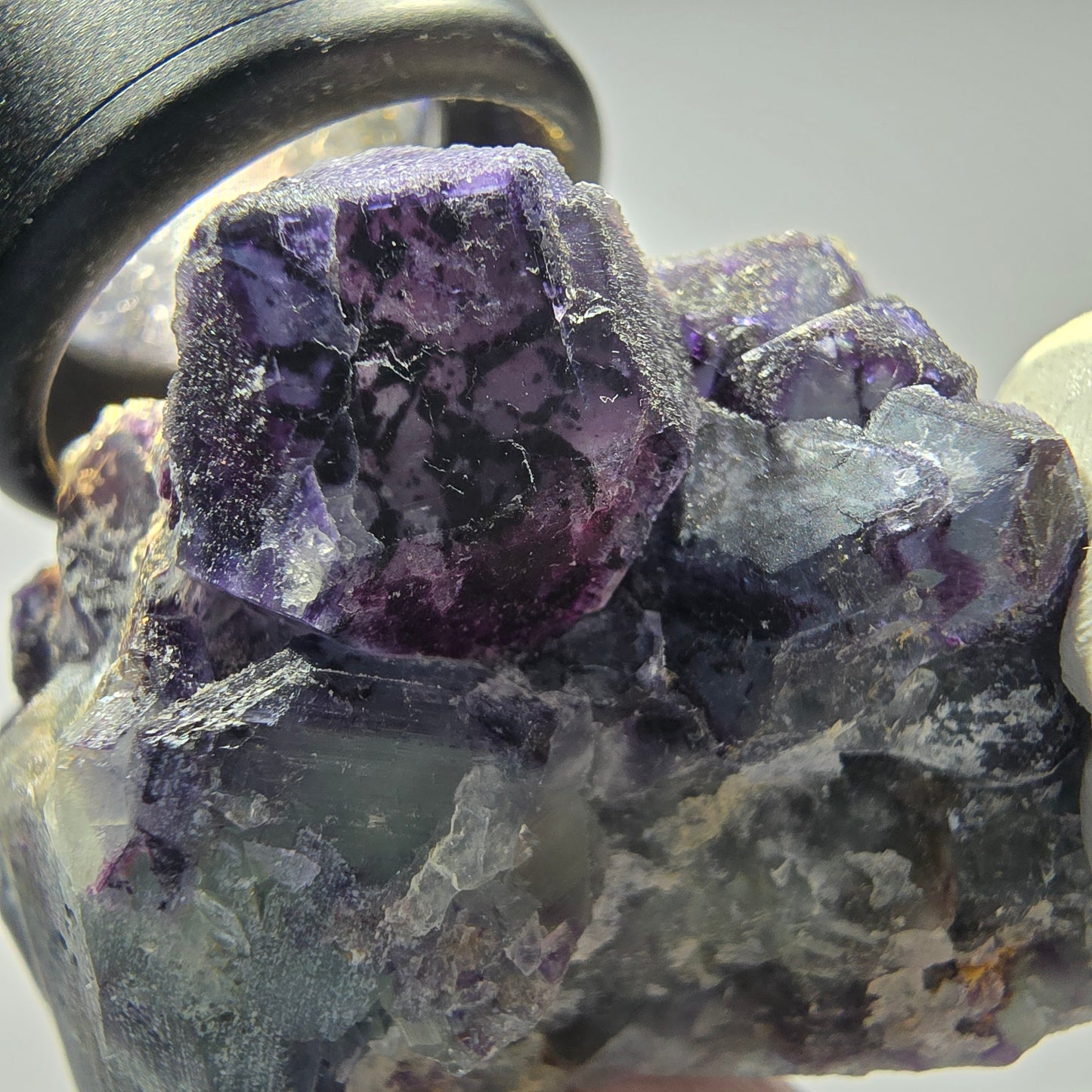 Seltene Phantom Fluorit Würfel Stufe, grün blau lila Okorusu, Namibia 63*50*35mm #13256