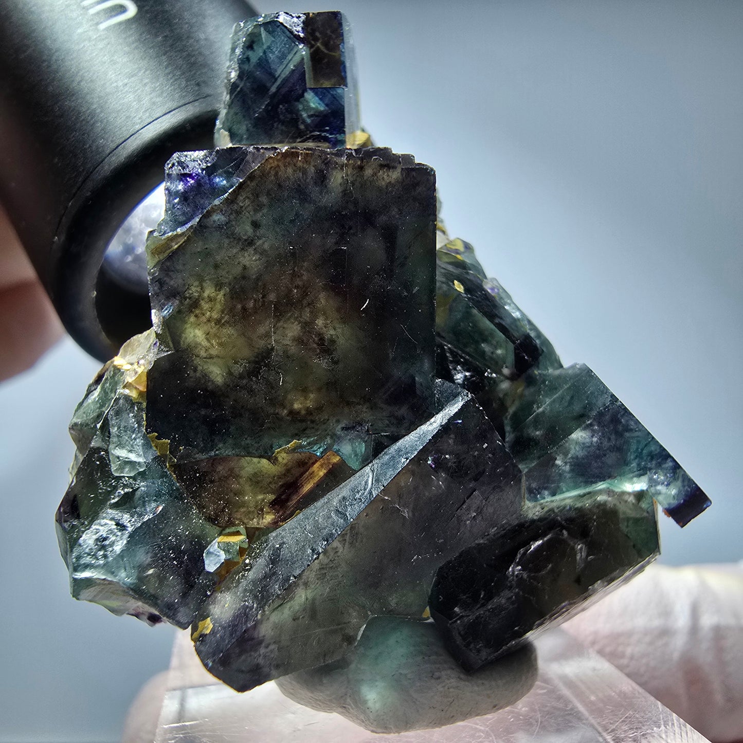 Seltene Phantom Fluorit Würfel Stufe, grün lila Okorusu, Namibia 46*35*16mm #13257