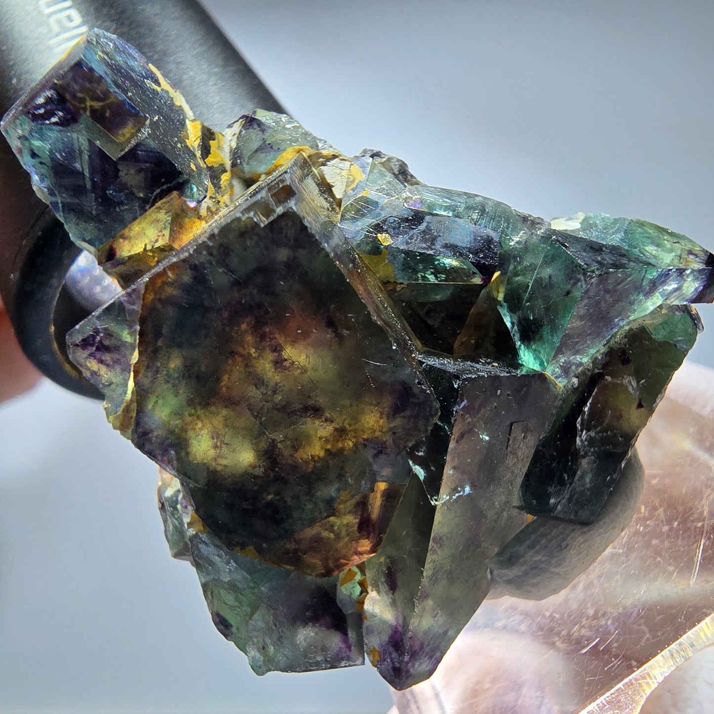 Seltene Phantom Fluorit Würfel Stufe, grün lila Okorusu, Namibia 46*35*16mm #13257