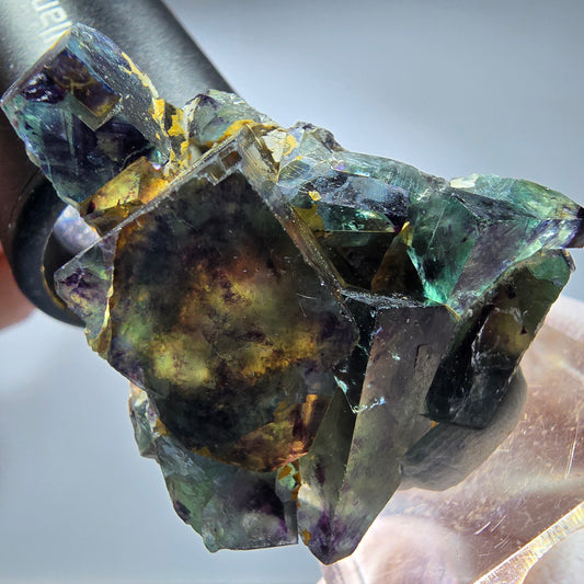 Seltene Phantom Fluorit Würfel Stufe, grün lila Okorusu, Namibia 46*35*16mm #13257