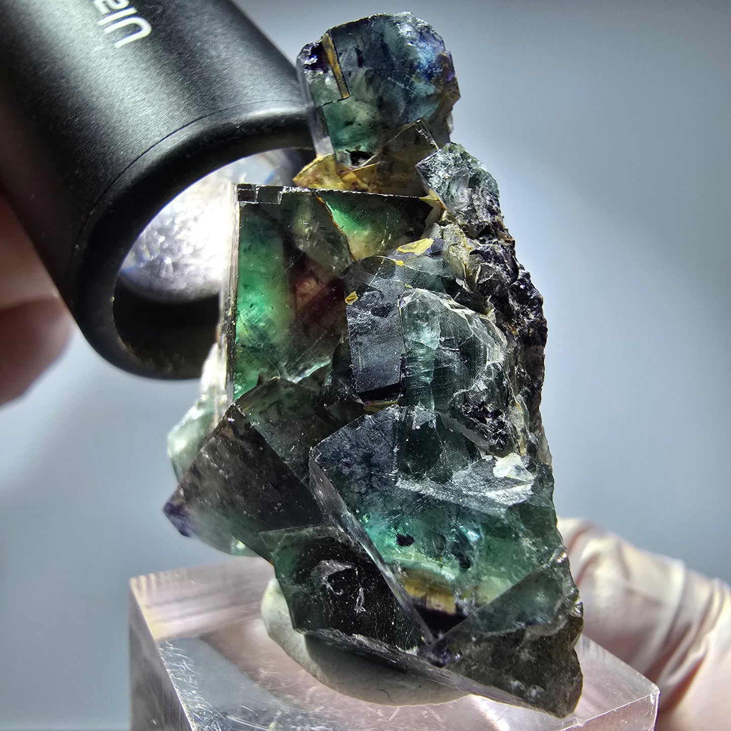 Seltene Phantom Fluorit Würfel Stufe, grün lila Okorusu, Namibia 46*35*16mm #13257
